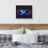 Neon Infinity Symbool met gloeiende Hummingbird Canvas Afdruk (Insitu (Slaapkamer))
