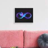 Neon Infinity Symbool met gloeiende Hummingbird Canvas Afdruk (Insitu (Woonkamer))