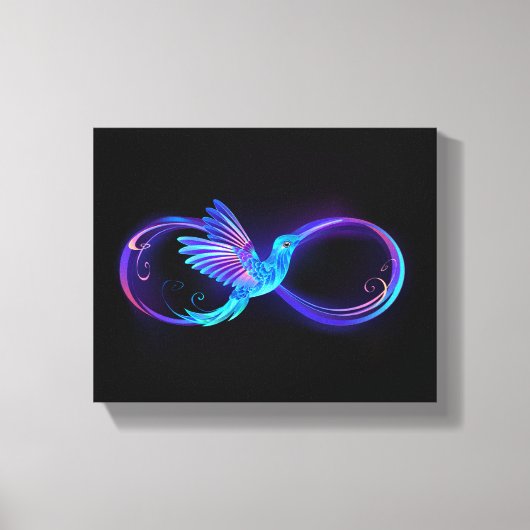 Neon Infinity Symbool met gloeiende Hummingbird Canvas Afdruk (Voorkant)