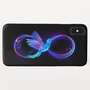 Neon Infinity Symbool met gloeiende Hummingbird iPhone XS Max Hoesje