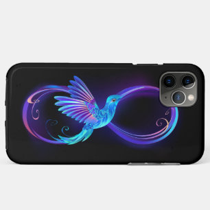 Neon Infinity Symbool met gloeiende Hummingbird iPhone 11 Pro Max Hoesje
