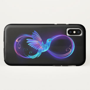 Neon Infinity Symbool met gloeiende Hummingbird iPhone XS Hoesje
