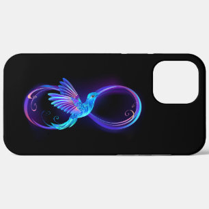 Neon Infinity Symbool met gloeiende Hummingbird iPhone 12 Pro Max Hoesje