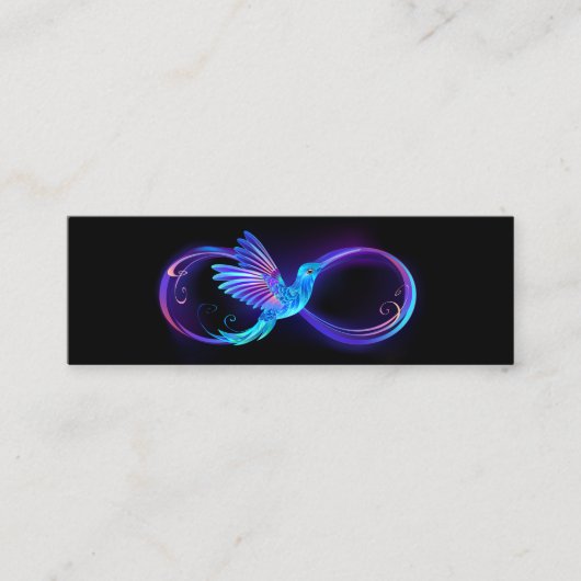 Neon Infinity Symbool met gloeiende Hummingbird Contactkaartje (Voorkant)