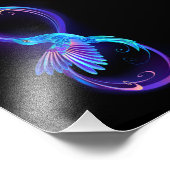 Neon Infinity Symbool met gloeiende Hummingbird Foto Afdruk (Hoek)