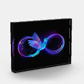Neon Infinity Symbool met gloeiende Hummingbird Fotoblokken (Links)