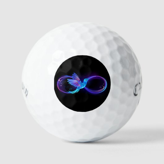 Neon Infinity Symbool met gloeiende Hummingbird Golfballen (Voorkant)