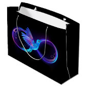Neon Infinity Symbool met gloeiende Hummingbird Groot Cadeauzakje (Achterkant Gekanteld)