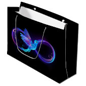 Neon Infinity Symbool met gloeiende Hummingbird Groot Cadeauzakje (Voorkant Gekanteld)