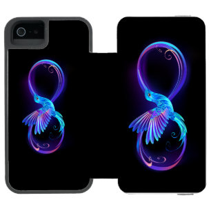 Neon Infinity Symbool met gloeiende Hummingbird