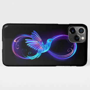 Neon Infinity Symbool met gloeiende Hummingbird iPhone 11Pro Max Hoesje