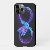 Neon Infinity Symbool met gloeiende Hummingbird iPhone Hoesje (Achterkant)