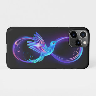 Neon Infinity Symbool met gloeiende Hummingbird iPhone 11Pro Hoesje