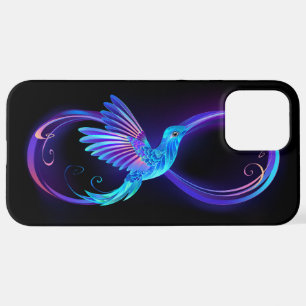 Neon Infinity Symbool met gloeiende Hummingbird iPhone 12 Pro Max Hoesje
