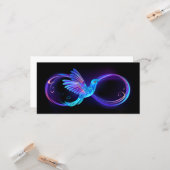 Neon Infinity Symbool met gloeiende Hummingbird Kaart (Voorkant / Achterkant in situ)