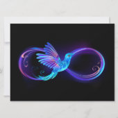 Neon Infinity Symbool met gloeiende Hummingbird Kaart (Voorkant)