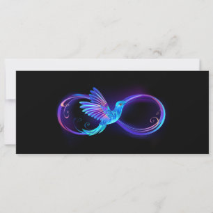 Neon Infinity Symbool met gloeiende Hummingbird Kaart