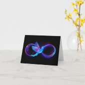Neon Infinity Symbool met gloeiende Hummingbird Kaart (Gele Bloem)