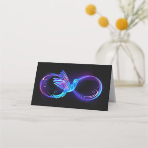 Neon Infinity Symbool met gloeiende Hummingbird Klantenkaartje