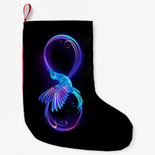 Neon Infinity Symbool met gloeiende Hummingbird Kleine Kerstsok