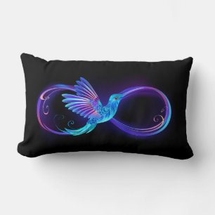 Neon Infinity Symbool met gloeiende Hummingbird Kussen