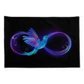 Neon Infinity Symbool met gloeiende Hummingbird Kussensloop (Achterkant-Rechts)