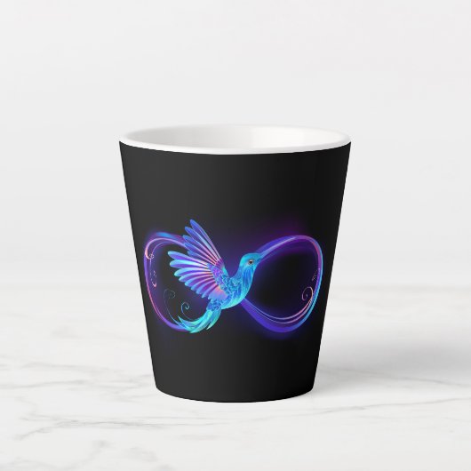 Neon Infinity Symbool met gloeiende Hummingbird Latte Mok (Voorkant)