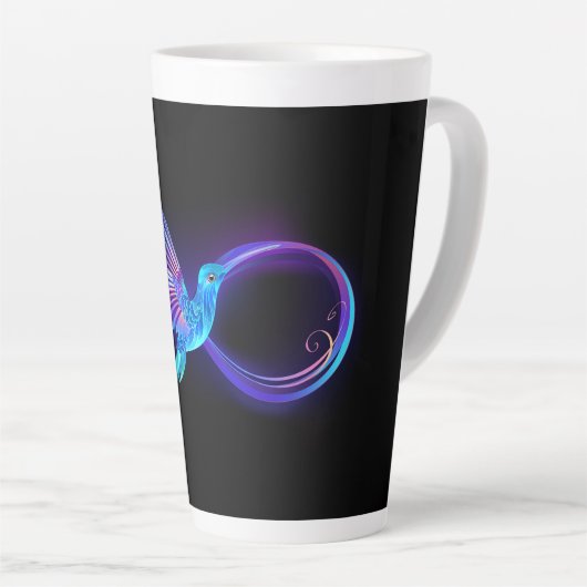 Neon Infinity Symbool met gloeiende Hummingbird Latte Mok (Rechterhoek)