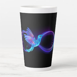 Neon Infinity Symbool met gloeiende Hummingbird Latte Mok