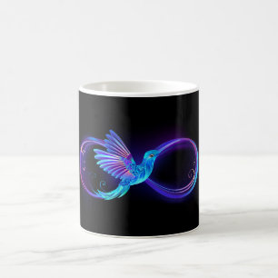 Neon Infinity Symbool met gloeiende Hummingbird Magische Mok