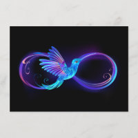 Neon Infinity Symbool met gloeiende Hummingbird