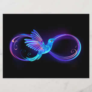 Neon Infinity Symbool met gloeiende Hummingbird Menu