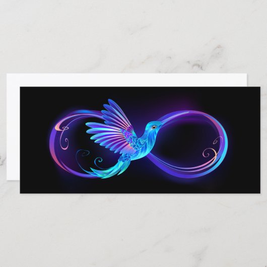 Neon Infinity Symbool met gloeiende Hummingbird Menu (Voorkant / Achterkant)