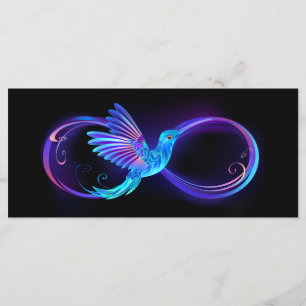Neon Infinity Symbool met gloeiende Hummingbird Menu