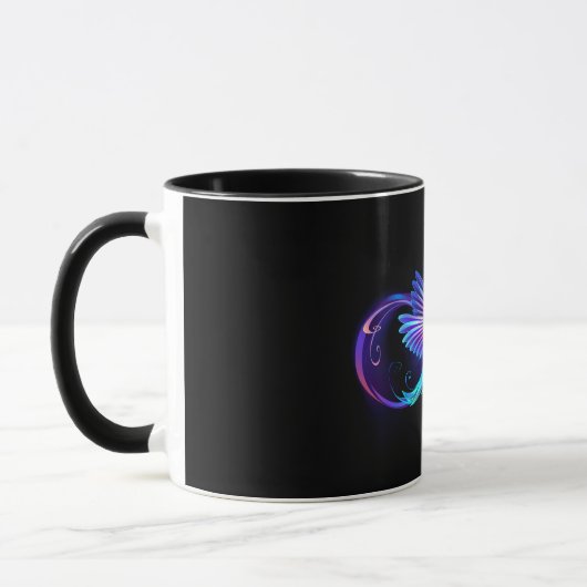 Neon Infinity Symbool met gloeiende Hummingbird Mok (Links)