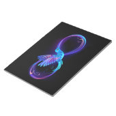 Neon Infinity Symbool met gloeiende Hummingbird Notitieblok (Schuin)