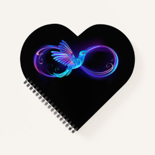 Neon Infinity Symbool met gloeiende Hummingbird Notitieboek