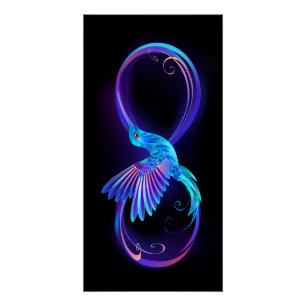 Neon Infinity Symbool met gloeiende Hummingbird Perfect Poster