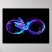 Neon Infinity Symbool met gloeiende Hummingbird Poster (Voorkant)