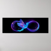 Neon Infinity Symbool met gloeiende Hummingbird Poster (Voorkant)
