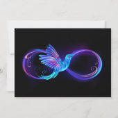 Neon Infinity Symbool met gloeiende Hummingbird Save The Date (Voorkant)
