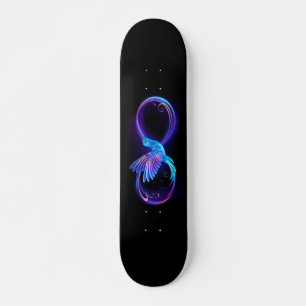 Neon Infinity Symbool met gloeiende Hummingbird Skateboard