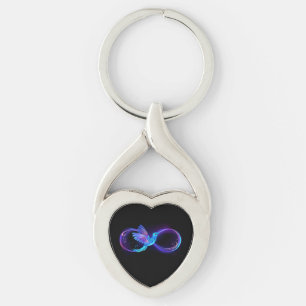 Neon Infinity Symbool met gloeiende Hummingbird Sleutelhanger