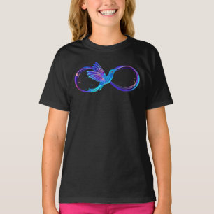 Neon Infinity Symbool met gloeiende Hummingbird T-shirt