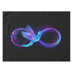 Neon Infinity Symbool met gloeiende Hummingbird Tafelkleed