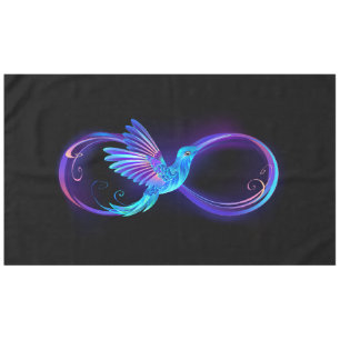 Neon Infinity Symbool met gloeiende Hummingbird Tafelkleed