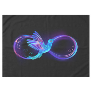Neon Infinity Symbool met gloeiende Hummingbird Tafelkleed