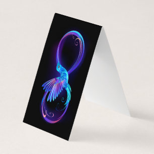 Neon Infinity Symbool met gloeiende Hummingbird Visitekaartjes