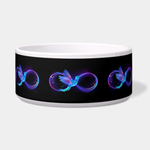 Neon Infinity Symbool met gloeiende Hummingbird Voerbakje