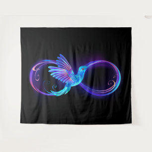 Neon Infinity Symbool met gloeiende Hummingbird Wandkleed